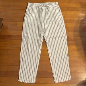 Gap Size S Easy Pants Linen Blend White Black Striped